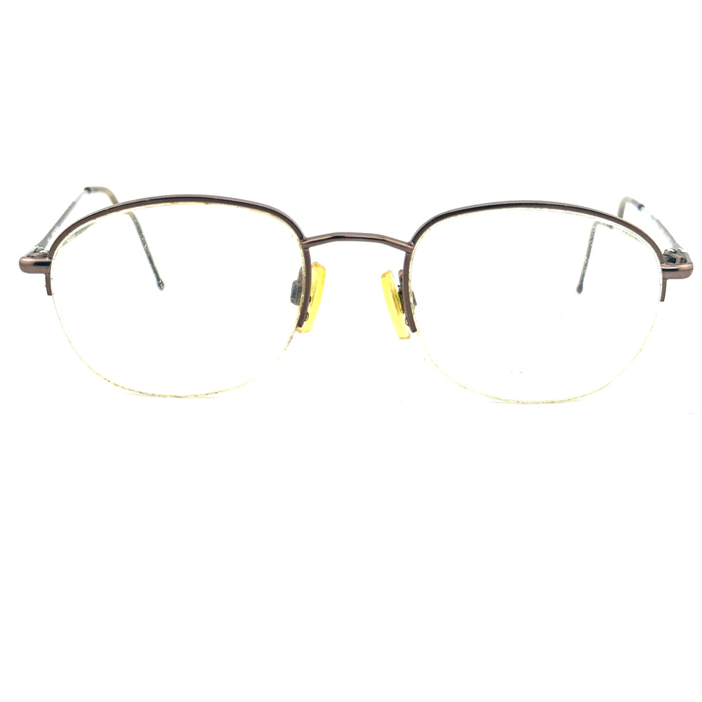 Marchon Frames Eyeglasses Super Thin 24 Antique Brown Oval Full Rim‎ 135 H14323